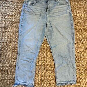 American Eagle Super High Rise Straight- Light Blue Denim Jeans